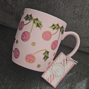 NEW‎ Peppermint & Pine Pink Soft Touch Christmas Cherry Jingle Bells Holiday Mug